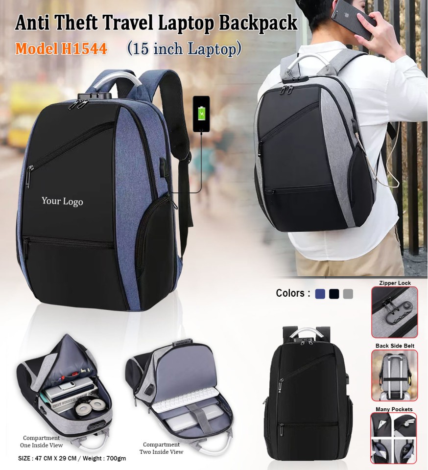 Anti theft cheap backpack size